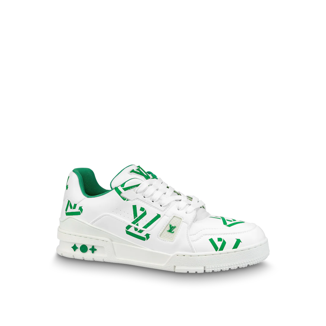 Giày Louis Vuitton LV Trainer Sneaker Low White Green Like Auth Shop giày Replica #13 Giày Louis Vuitton LV Trainer Sneaker Low White Green Like Auth Shop giày Replica